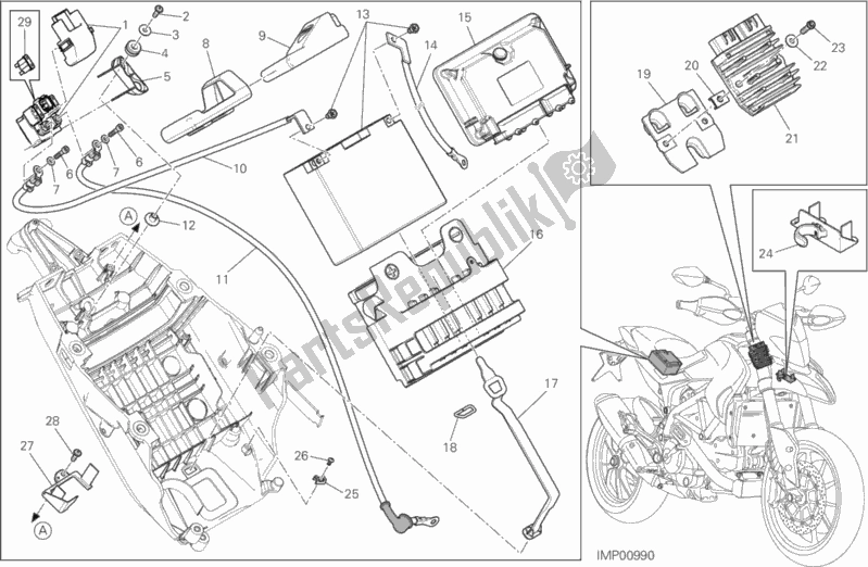All parts for the Battery Holder of the Ducati Hypermotard 939 SP USA 2017